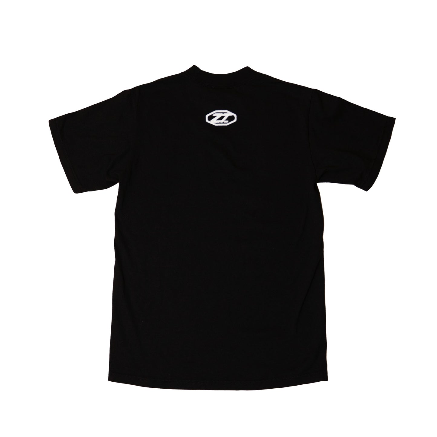 The black Quiet Noise Tee laid flat, showing a small oval Z2 mark at the chest.