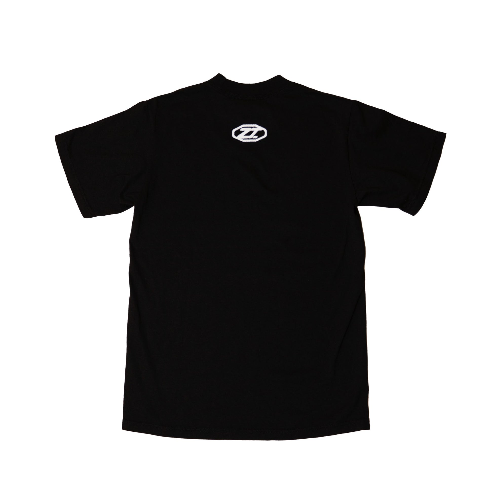 The black Quiet Noise Tee laid flat, showing a small oval Z2 mark at the chest.