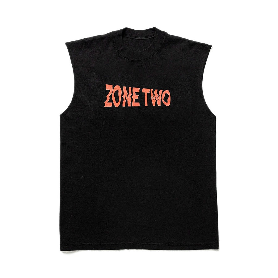The Axis Tank laid flat in black, with ZONE TWO printed in red across the chest.