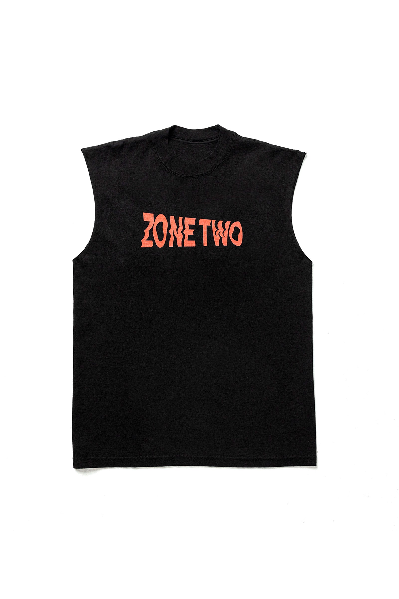 The Axis Tank laid flat in black, with ZONE TWO printed in red across the chest.
